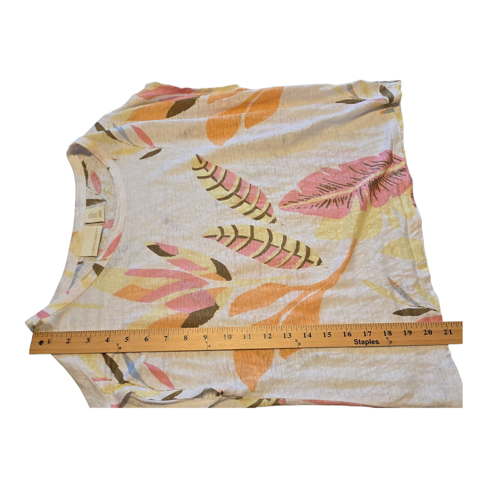 Cynthia Rowley Top Womens Size Medium 100% Linen Tropical Leaf Print Resortwear - Picture 8 of 8